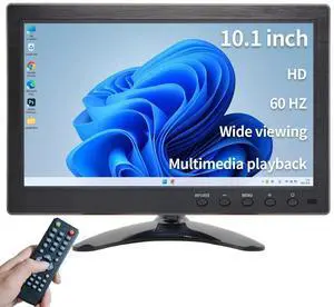 Qcvoruno 10.1 inch Security Monitor & Displays, 1024 * 600 Resolution, HD/BNC/AV/VGA/USB Input, Built-in Dual Speakers Portable LCD Monitor, Suitable for Game CCTV PC DVD DSLR