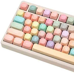 Hunfuthr MOA Profile Keycaps,PBT Rainbow Candy Keycaps, 127 Keys Dye-Sublimation Cute Custom Keycap Set with Keycap Puller for Cherry Gateron MX Swithes Mechanical Keyboards