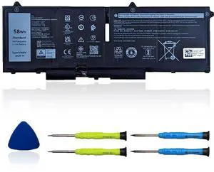 OUWEE 58Wh 07KRV Laptop Battery Replacement for Dell Latitude 5430 5530 Precision 3570 P104F005 P104F006 P137G004 P137G005 P137G006 H4PVC 0H4PVC Y86WG 0Y86WG 08WRCR 078FWY 4FVJG O7KRV 15.2V 4-Cell