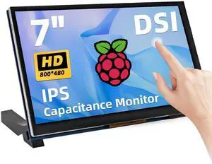 iPistBit 7 Inch Raspberry Pi Monitor Touchscreen, 800x480 DSI IPS Display, 5-Point Touch Capacitive Screen for Raspberry 5/4B/3B+/3B/B+/A+, Driver-Free