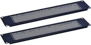 RackPath 2U Blank Rack Mount Panel Spacer with Venting for 19in Server Rack Enclosure or Network Cabinet  2 Pack, Black