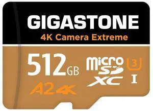 [5-Yrs Free Data Recovery] GIGASTONE 512GB Micro SD Card, 4K Camera Extreme, MicroSDXC Memory Card for GoPro, Action Camera, DJI, UHD Video, Speed up to 100 MB/s, UHS-I U3 A2 V30 C10