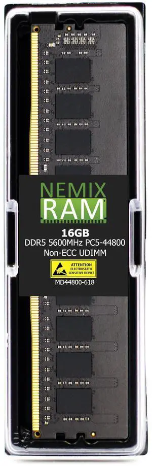 NEMIX RAM 16GB (1X16GB) DDR5 5600MHZ PC5-44800 1Rx8 1.1V CL46 288-PIN Non-ECC Unbuffered UDIMM Desktop PC Memory