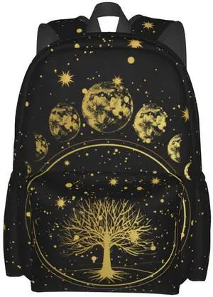 famliihw Tree Sun and Moon Phase Backpack Bookbag Laptop Backpacks Multipurpose Daypack for Boys Girls School Men Women Travel Hiking