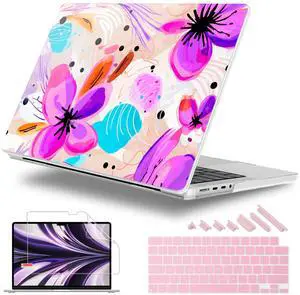 Lepeoac for MacBook Pro 14 Inch 2024 2023 2022 2021 Release M4 A3112 A3401 A3185 M3 A2918 A2992 M2 A2779 M1 A2442 Pro/Max Chip, Plastic Hard Shell Case with Keyboard Cover, Trendy Floral