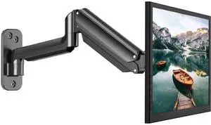 HUANUO Single Monitor Wall Mount for 13 to 32 Inch Computer Screen, Monitor Wall Mount Arm Holds up to 17.6lbs, Height Adjustable Full Motion Gas Springcore Wall Monitor Mount-VESA Mount 75x75,100x100
