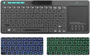 (Dual Mode) Rii RT518S Wireless and Bluetooth 2-LED Color Backlit Multimedia Keyboard with Multi-Touch Big Size Trackpad,Rechargable Keyboard for Android TV Box,PC,Tablets,Smart TV, HTPC, IPTV,Windows