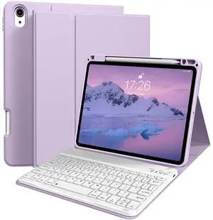 kenke for iPad Air 11 Inch M3/M2 (2025/2024), iPad Air 5/4th Gen (2022/2020) 10.9 Inch Case with Keyboard, Detachable Wireless Bluetooth Keyboard Cover with Right Side Pencil Holder & Groove (Purple)