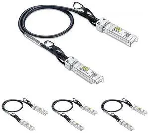 10Gtek 10G SFP+ DAC Cable - 10GBASE-CU Passive Direct Attach Copper Twinax SFP Cable for Cisco SFP-H10GB-CU0.3M, Meraki MA-CBL-TA-0.3M, Fortinet, Ubiquiti UniFi, D-Link, 0.3-Meter(1ft), 4-Pack