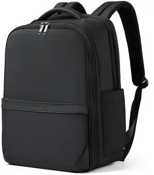Hanke 16 Inch Expandable Travel Backpack for Women Men, Full Open Laptop Backpack with Luggage Strap, Business Work Backpacks Fits 15.6 Inch Laptop(Black)