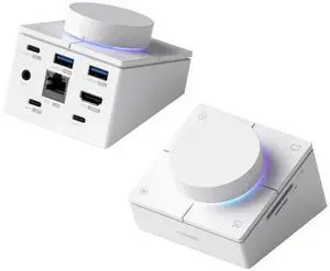 Hagibis Knob USB C Hub with Shortcut Buttons, RGB Type-C Docking Station with 4K@60Hz HDMI, 100W PD, 5Gbps USB-C, 2 USB3.0, 2.5G RJ45, AUX, SD3.0, Micro SD3.0 for MacBook iPad Pro Laptop (White 2.5G)