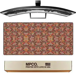 MPCO. Arabic Textiles Large Gaming Desk Pad - 36" x 17" Aeroglyde Fabric Goldenrod Desk Mats - Non-Slip, Washable, Smooth Glide for Precision Gaming & Work
