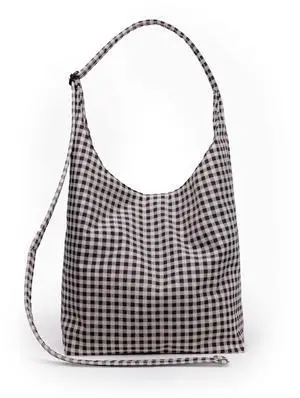 BAGGU Large Nylon Sling - Black & White Gingham