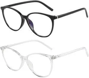 VIPBEST Blue Light Blocking Glasses for Women Men Oval Cat Eye Computer Gaming Blue Light Glasses (Black/Transparent, Cat Eye)