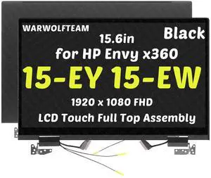 WARWOLFTEAM Compatible with HP Envy x360 15-EY 15Z-EY 15-EY1010NR 15-EY1045CL N40697-001 LCD Screen Digitizer Replacement Cover Cable Hinges Full Top Assembly 15.6in 1920 x 1080 FHD(Black)