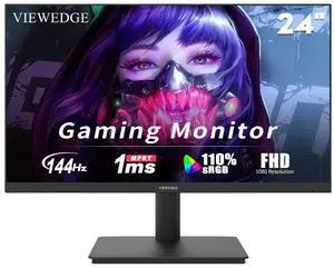 Viewedge 24 Inch Gaming Monitor 1080p 144hz, IPS 1ms FHD Computer Monitor with 110% sRGB, Bluelight Filter, HDMI & VGA Port, Support Wall Mount