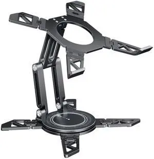 OATSBASF Laptop Stand for Desk with 360 Rotating Base,Height Adjustable,Foldable and Portable Laptop Stand, Ergonomic Cooling Riser Holder for Laptops MacBook Pro/Air, 7-16 Devices,Gray-S