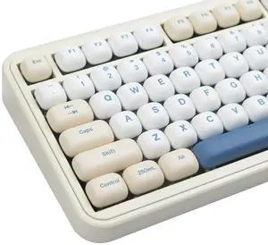 TIMSEKER MOG Profile PBT Keycaps Set 140 Keys Dye Sublimation Cute Round Custom Keycaps with Yellow, Blue & Creamy Color, Compatible with ANSI Layout Mechanical Keyboards