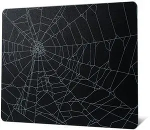XVX Glass Mousepad for Gaming, Black Spider Webs Hard Gaming Glass Mouse Pad, Professional Large Mouse Mat 410mm*310mm, Special Glass Surface with Improved Precision and Speed