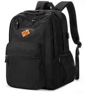 ZORFIN 36L Black Backpack for School, College, and Travel: Water Resistant Bookbag with 8 Compartments