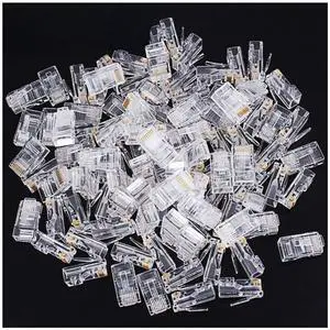 Fjiangyi 1000 Pcs Cat5 RJ-45 Ends, Cat5 Connector, RJ45 Connector, Ethernet Cable Crimp Connectors UTP Network Plug for Solid Wire and Standard Cable, Transparent,Bag of 1000