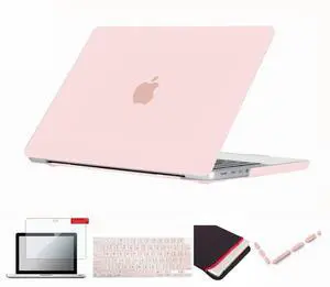 Se7enline Compatible with 2021-2024 MacBook Pro 14 inch Case Hard Shell Cover for 14-inch A2442 A2779 A2918 A2992 A3112 A3401 M4 M3 M2 M1&Keyboard Skin &Screen Protector &Dust Plug,Chalk Pink