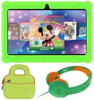 Contixo 7 inch Kids Learning Tablet Bundle - Exclusive 50+ Disney Storybooks (Value $200), Headphone & Tablet & Bag for Kids, 32GB, Android 11, Parental Controls, Back to School - Blue (Children)