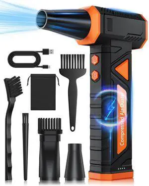 Compressed Air Duster-Replaces Compressed Air Cans-Canned Air, 150,000RPM Electric Air Duster, Rechargeable Cordless Air Blower for Keyboard, PC, Electric Devices Cleaning -Orang