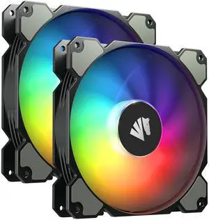 AsiaHorse 140mm Argb Pwm Fan, Double Computer Case Fan with Advanced Hydraulic Bearing for Silent Operation, Standard 140 mm Case Fan with 3 Pin Interface(Black 2pack)