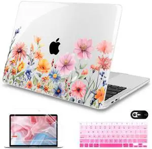 Mektron for MacBook Air 13 Case A1466/A1369 (2010-2017 Release), Snap-on Plastic Hard Shell Cover for MacBook Air 13.3 inch with Keyboard Cover, Floral P165