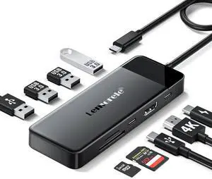 Lemorele 9-in-1 USB C Hub Multiport Adapter, USB C Dongle w/4K HDMI for MacBook Pro Air, 3 USB3.0 5Gbps and 1 USB2.0 Port, Type-C 3.0, 100W PD, SD/TF, Docking Station for Windows/iPad/Dell/HP/Lenovo