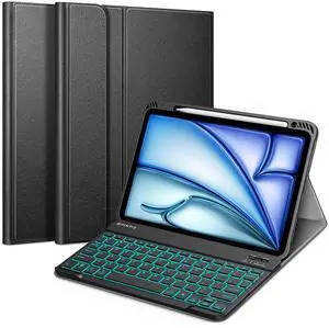 FINTIE Keyboard Case for iPad Air 11-inch M3 (2025) / M2 (2024), iPad Air 5th (2022) / 4th Generation 10.9 Inch - Soft TPU Cover w/Magnetically Detachable Bluetooth Keyboard, Backlight/Black