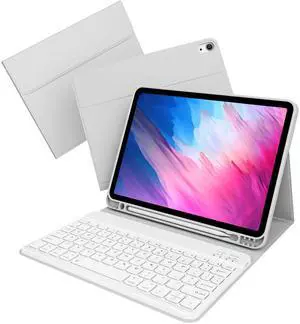 kenke for iPad Air 11 inch 7th/6th M3/M2 (2025/2024), Air 5th/4th Generation Case with Keyboard 10.9"(2022/2020), Detachable Wireless Bluetooth Thin & Light with Left Side Pencil Holder, Gray