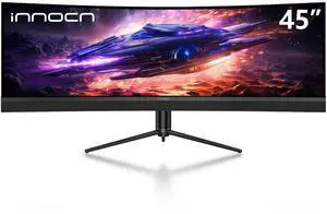 INNOCN 45C1R 45 Inch 5120 x 1440p Ultrawide Curved Gaming Monitor, R1500, HDR400, USB Type-C 90W Power Delivery, PIP/PBP, Built-in Speaker, Height Adjustable, Black