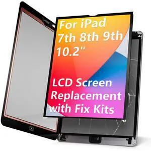 LHM for iPad 7th 8th 9th Gen 10.2" LCD Screen Replacement Display Assembly (Model: A2197 A2198 A2200 A2270 A2428 A2429 A2430 A2602 A2603 A2604 A2605) with Repair Kits (Not Touch Glass)