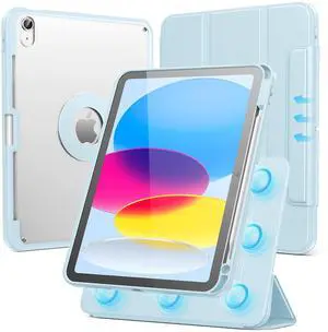 SPARIN Case for iPad A16 11th/10th Generation 2025/2022 (11"/10.9") with Pencil Holder, Magnetic Detachable Hybrid Stand, Portrait/Landscape Angle, Clear Protective Case, Auto Wake/Sleep-Blue