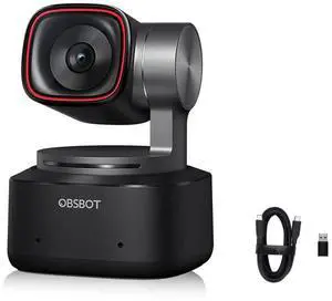 OBSBOT Tiny 2 AI Webcam 4K, 1/1.5" Sensor, 60FPS, Auto Focus & HDR | PTZ Voice/Gesture Control, AI Tracking | Ideal for Streaming, Meetings, PC (USB Web Camera)