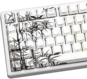 GMKWTL XVX Bamboo Grove Shine Through Keycaps, Double Shot PBT Keycaps, Side Printed Keyboard Caps with Dye Sublimation Full Keycap Sets Suitable for Gateron Cherry MX Switches Mechanical Keyboard