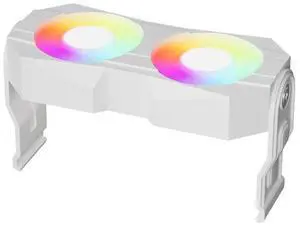 Computer Memory Ram Radiator Plastic Heatsink ram Cooler Fan with Dual 60mm rotatable pc Fans 4Pin PWM &5V 3PIN ARGB ram Cooling Fan for Memory Module Cooling Solution (White)