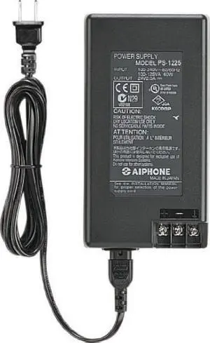 Aiphone Corporation PS-1225UL 12V DC, 25A Power Supply for LEF Series, MP-S Series, TD-Series, or New-5, Fire-Retardant, ABS Plastic Construction