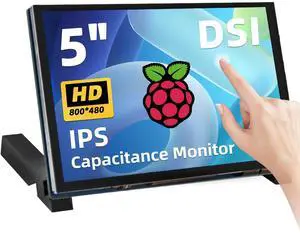 iPistBit 5 Inch Raspberry Pi Touchscreen, 800x480 DSI IPS LCD Display, 5-Point Touch Capacitive Screen, Monitor for Raspberry Pi 5/4B/3B+/3B/B+/A+, Driver-Free