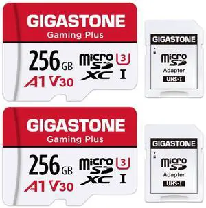GIGASTONE 256GB 2-Pack Micro SD Card, Gaming Plus, Nintendo-Switch 1 Compatible, R/W 100/60MB/s, 4K Video Recording, Micro SDXC UHS-I A1 U3 Class 10, with Adapter