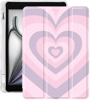 Idocolors Pad Case Love Heart Cases Cute Girly Anti-Scratch Shockproof with Pencil Holder Lightweight Smart Trifold Stand Case for iPad 10.9" Air4 2020/iPad air 5(Model Number: A2325 A2588)