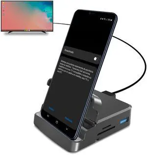 GKI Docking Station, USB C Mobile Phone to 4K HDMI Hub, 7-in-1 Charging Station, Support DP Alt Mode, Compatible with Samsung Dex Mode.