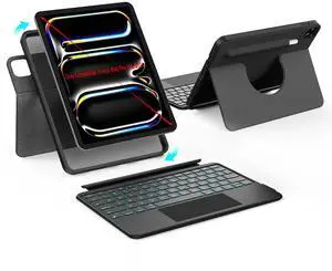 accrosoo for iPad Pro 11 inch 2024 M4 Only, 360° Rotatable & Detachable for Portrait & Landscape, Multi-Gesture Touchpad, 0-170° Angle, Full Protect, Magnetic Keyboard Case,Pencil Holder,7 Backlits