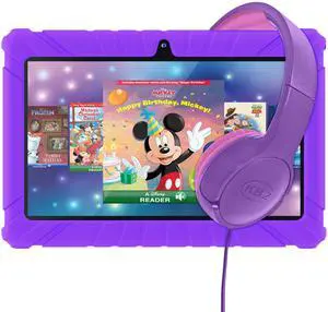 Contixo 7 Kids Tablet Bundle - Learning Tablets and Headphones for Kids, Includes 50+ Disney Storybooks (Value $200), Back to School, Ages 3-7, 32GB, Parental Controls, Android 11 - Purple (Girls)