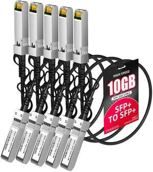VANDESAIL SFP+ DAC Cable,5 Pack 10GBASE-CU Passive Direct Attach Copper Twinax Cable for Cisco SFP-H10GB-CU0.3M,for Ubiquiti UniFi,for Fortinet,for Linksys,for Netgear,for Mercusys,0.3m(1ft)