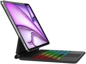 FARYODI Magic Keyboard Case for iPad Air 11-inch (M2 /M3), iPad Pro 11 & iPad Air 10.9-inch 5th/4th Generation - 7 Color Backlit with Touchpad - Magnetic Case Easy-Set Floating Cantilever Stand,Gray