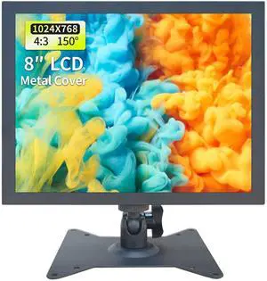 Qcvoruno 8 inch Security Monitor & Displays, Built-in Dual Speakers Portable LCD Monitor, HD/VGA/BNC/AV/USB Input, 1024 * 768 Resolution, Suitable for Game CCTV PC DVD DSLR