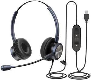 MAIRDI USB Headset with Microphone Noise Canceling for Zoom Microsoft Teams, Binaural PC Headset with mic for Office Call Center Customer Service Voip Phone Call, Computer Headphone for Dragon Nuance